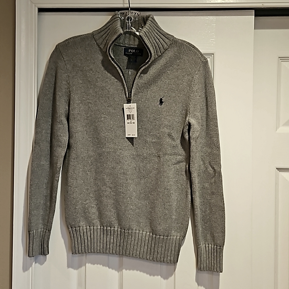 Ralph Lauren Polo Boys Long Sleeve Sweater, Grey 10-12 size, New